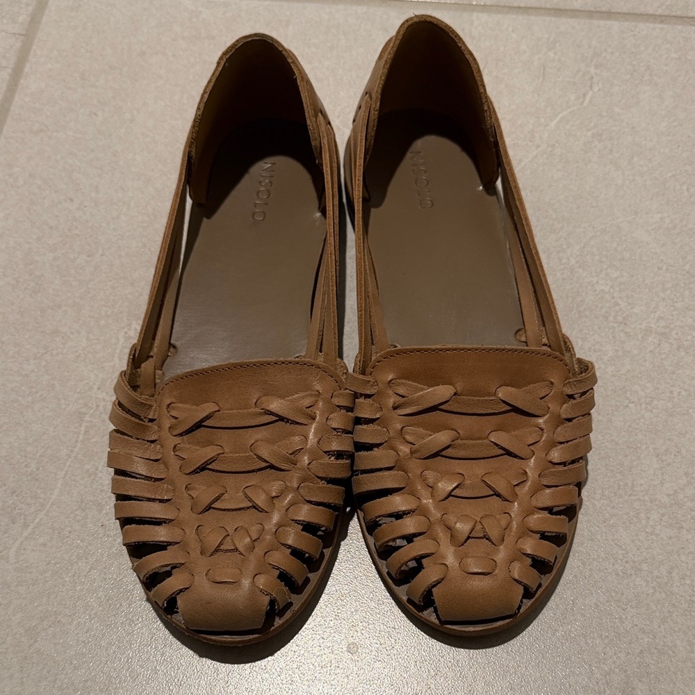 Nisolo Tan Leather Woven Loafers
